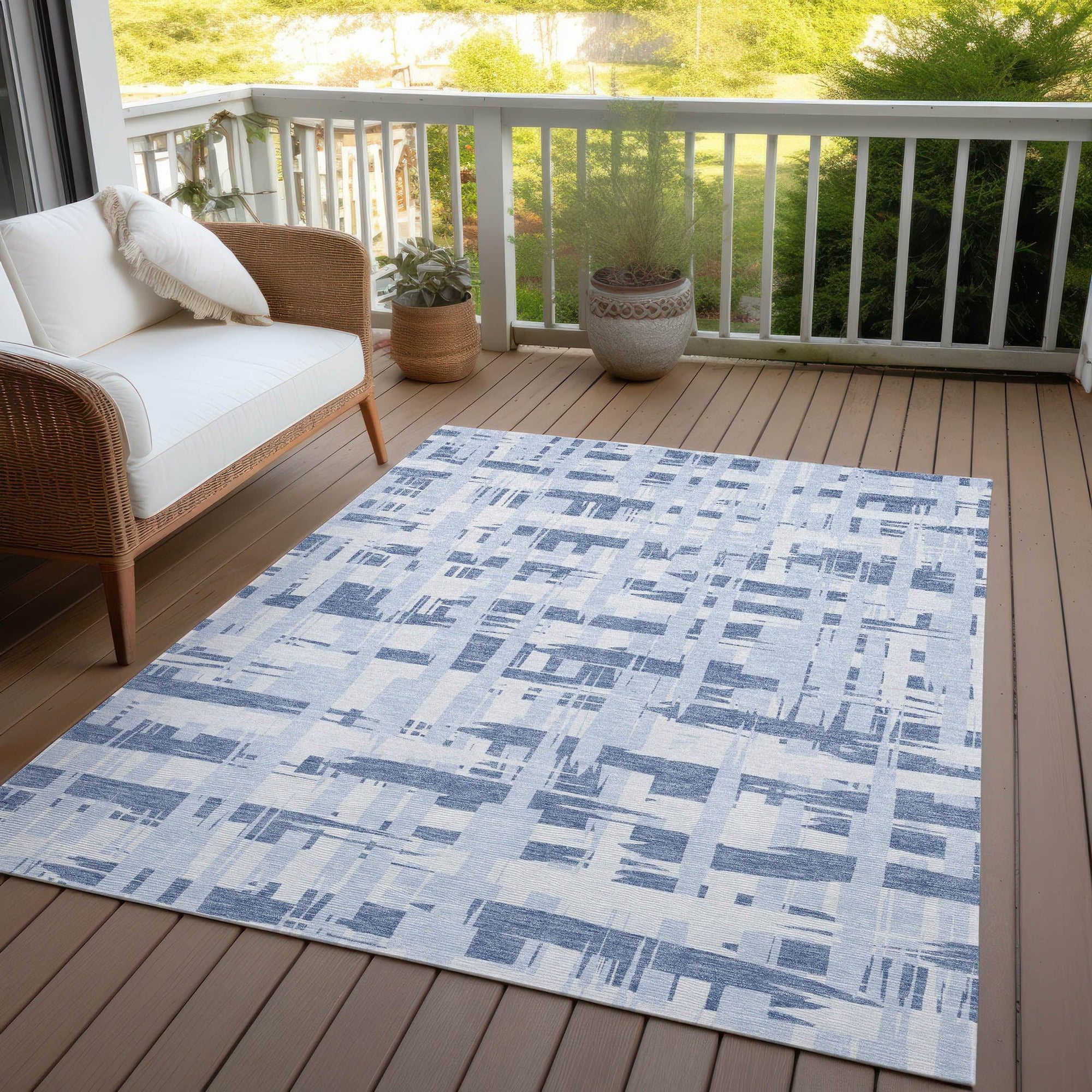 Addison Rugs Taelaris Blue Washable Indoor-Outdoor Rug