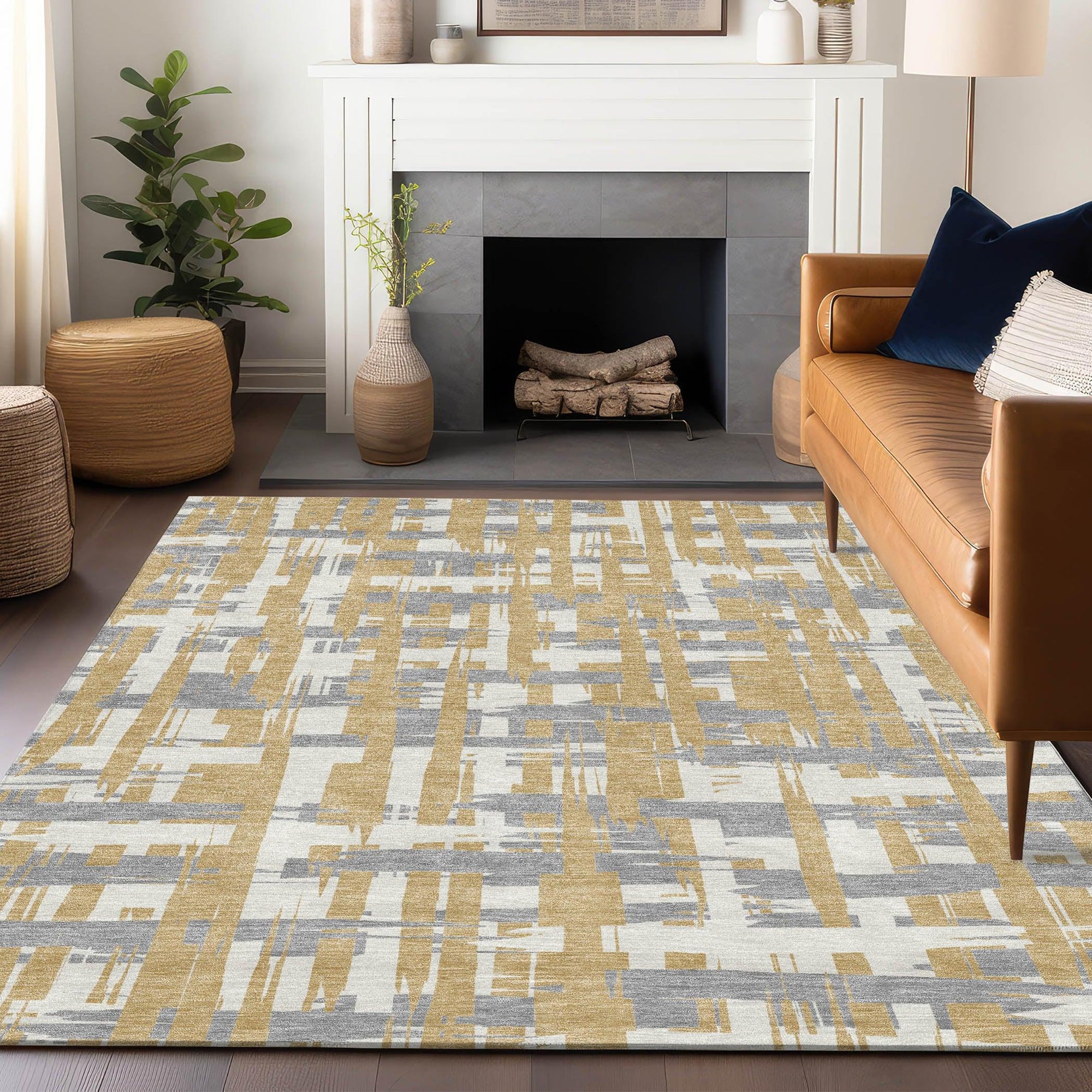 Addison Rugs Taelaris Gold Washable Indoor-Outdoor Rug