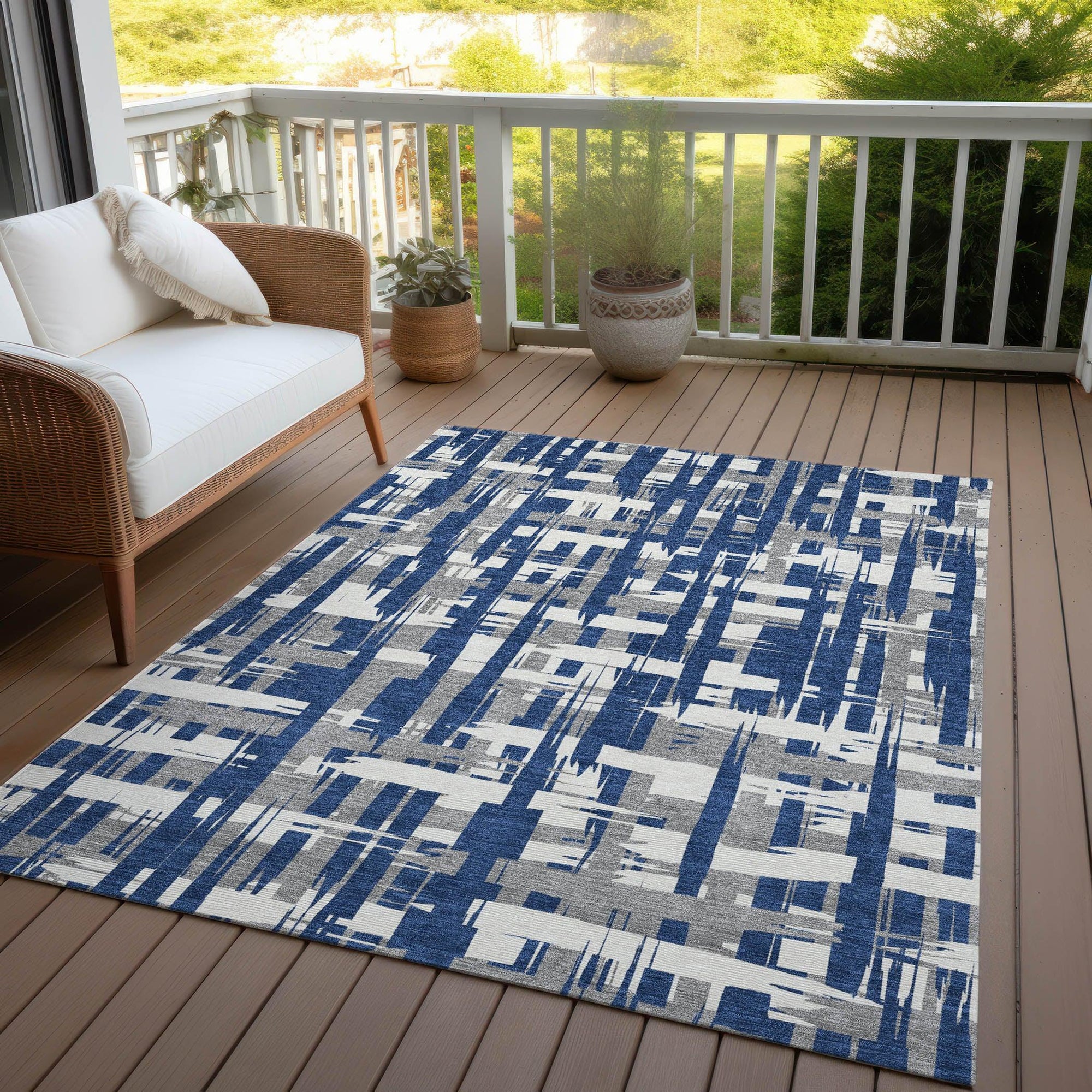 Addison Rugs Taelaris Navy Washable Indoor-Outdoor Rug