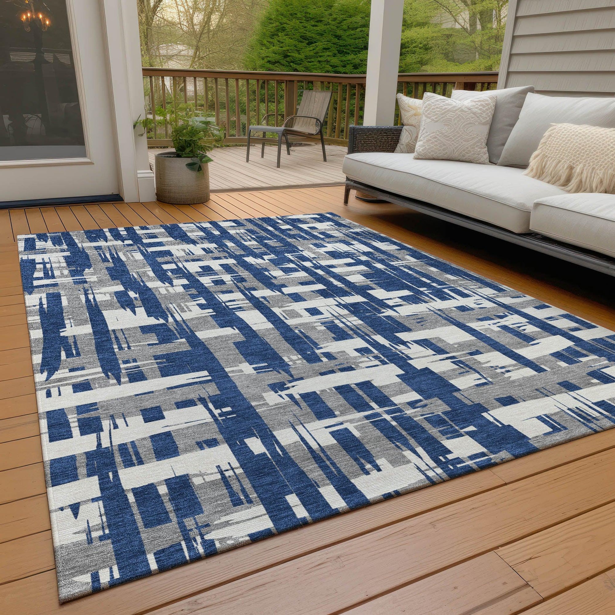 Addison Rugs Taelaris Navy Washable Indoor-Outdoor Rug