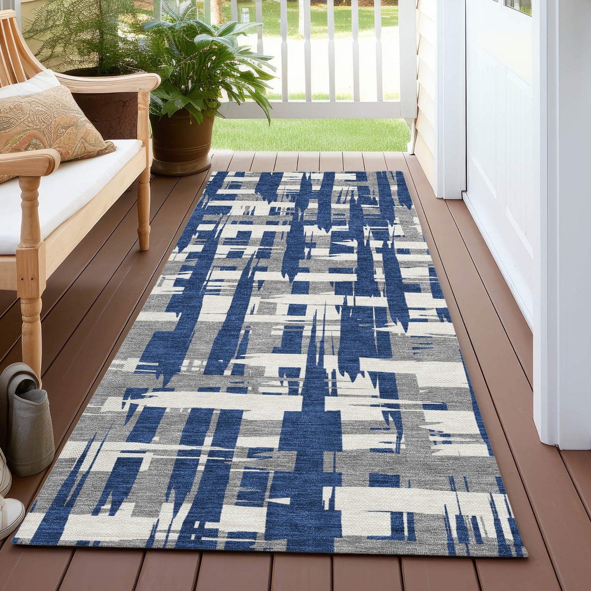 Addison Rugs Taelaris Navy Washable Indoor-Outdoor Rug