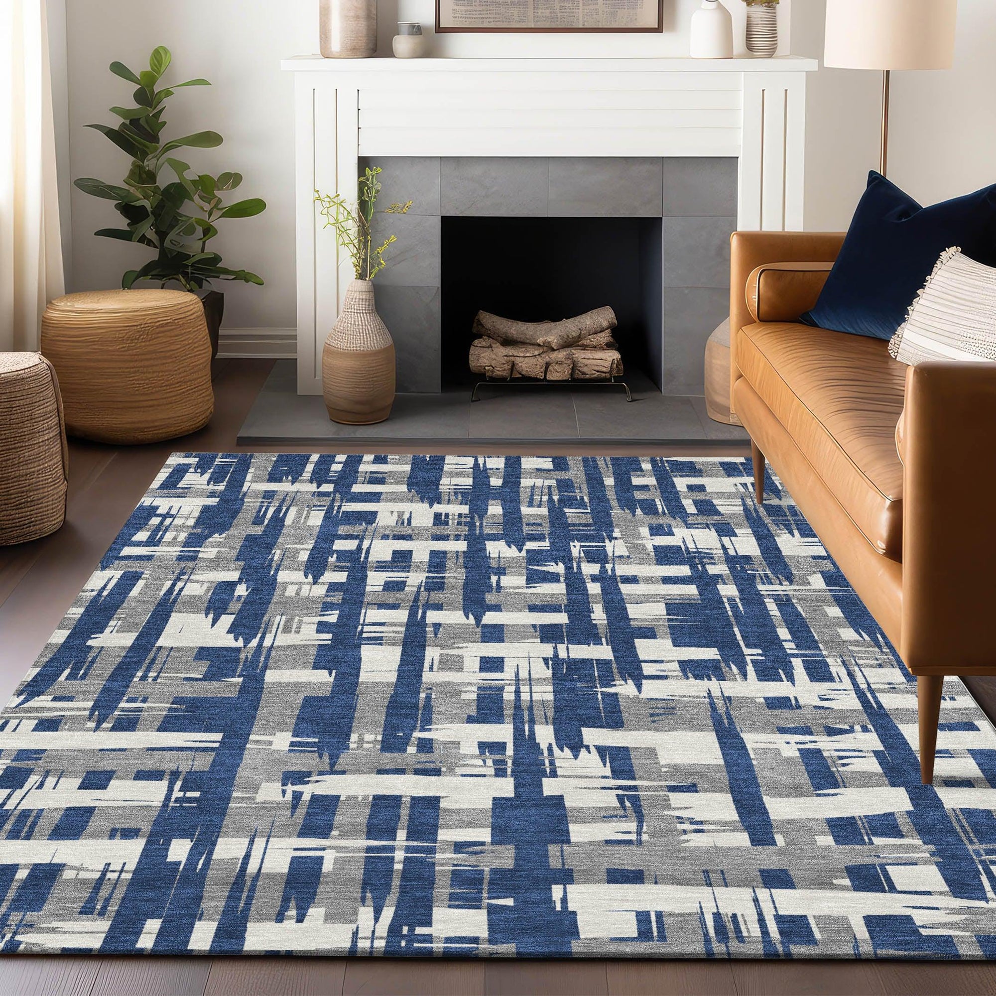 Addison Rugs Taelaris Navy Washable Indoor-Outdoor Rug