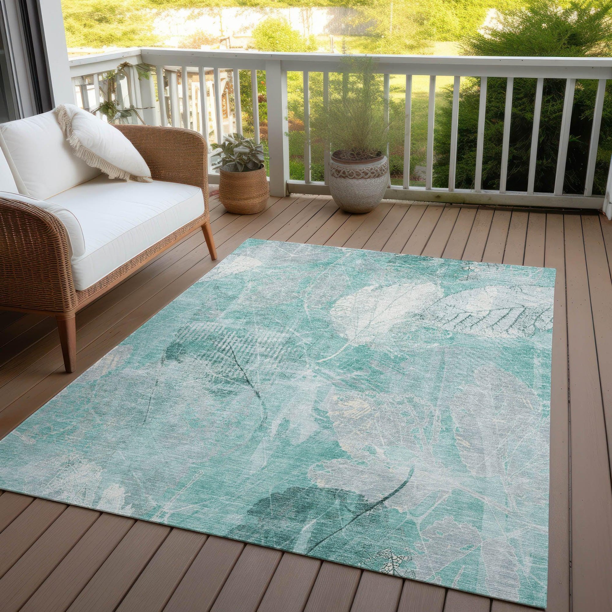 Addison Rugs Taelas Teal Washable Indoor-Outdoor Rug