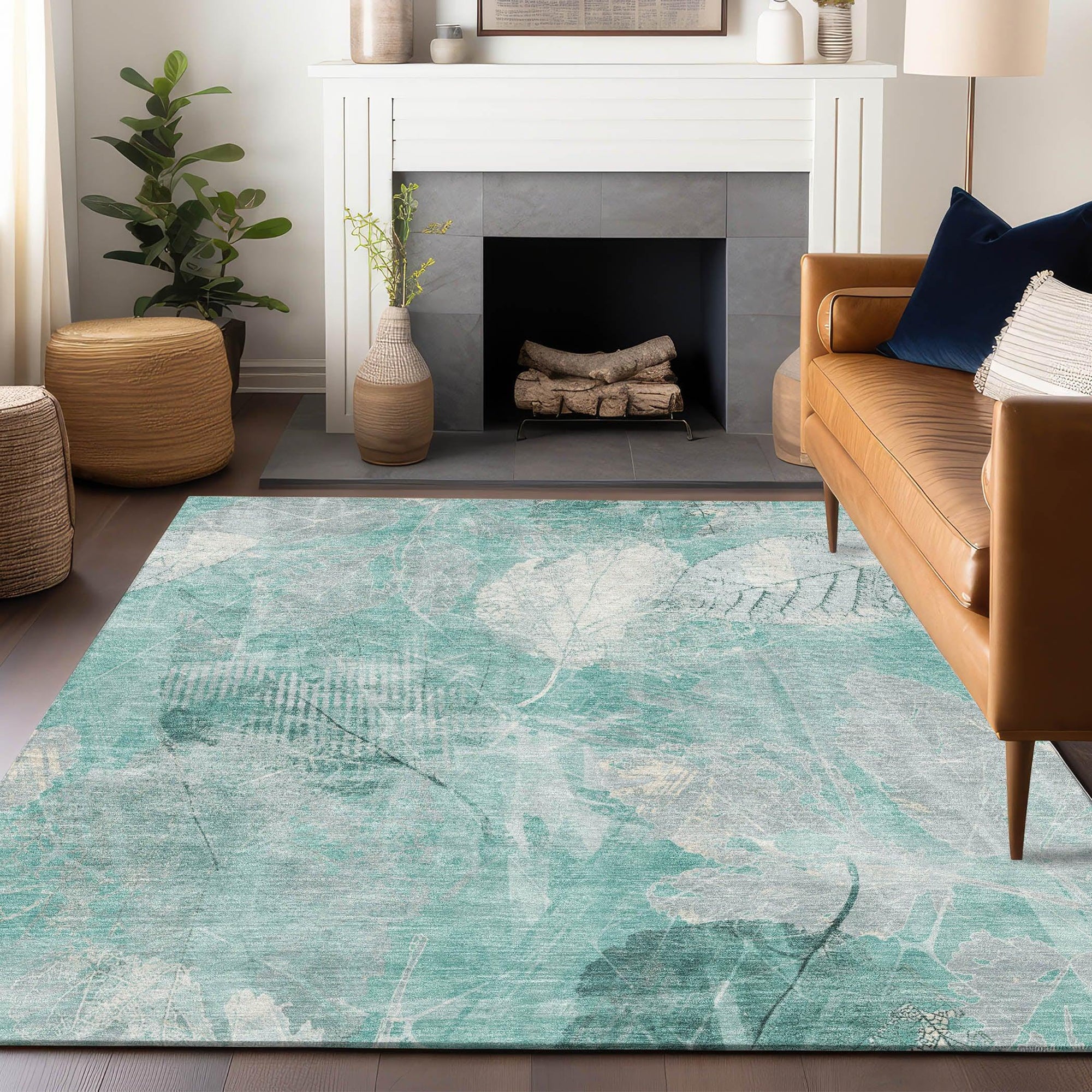 Addison Rugs Taelas Teal Washable Indoor-Outdoor Rug