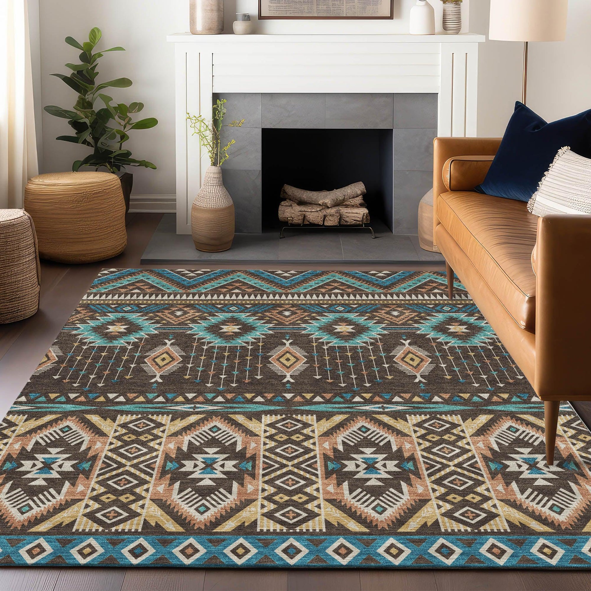 Addison Rugs Taelien Brown Washable Indoor-Outdoor Rug