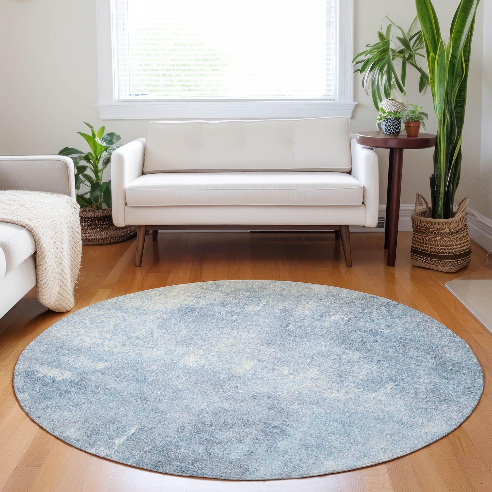 Taelion Blue Washable Indoor-Outdoor Rug