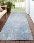 Taelion Blue Washable Indoor-Outdoor Rug
