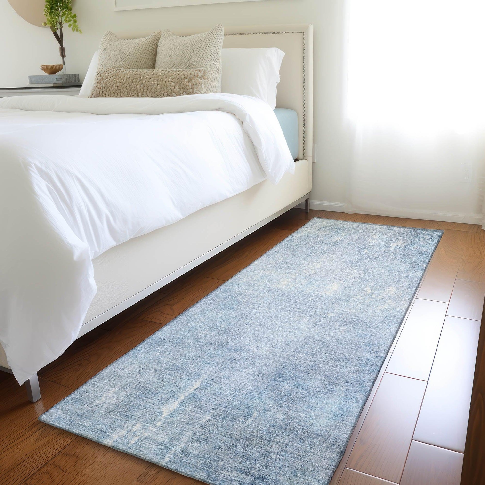 Taelion Blue Washable Indoor-Outdoor Rug