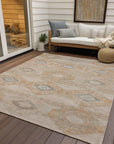 Uraain Orange Washable Indoor-Outdoor Rug