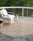 Uraain Orange Washable Indoor-Outdoor Rug