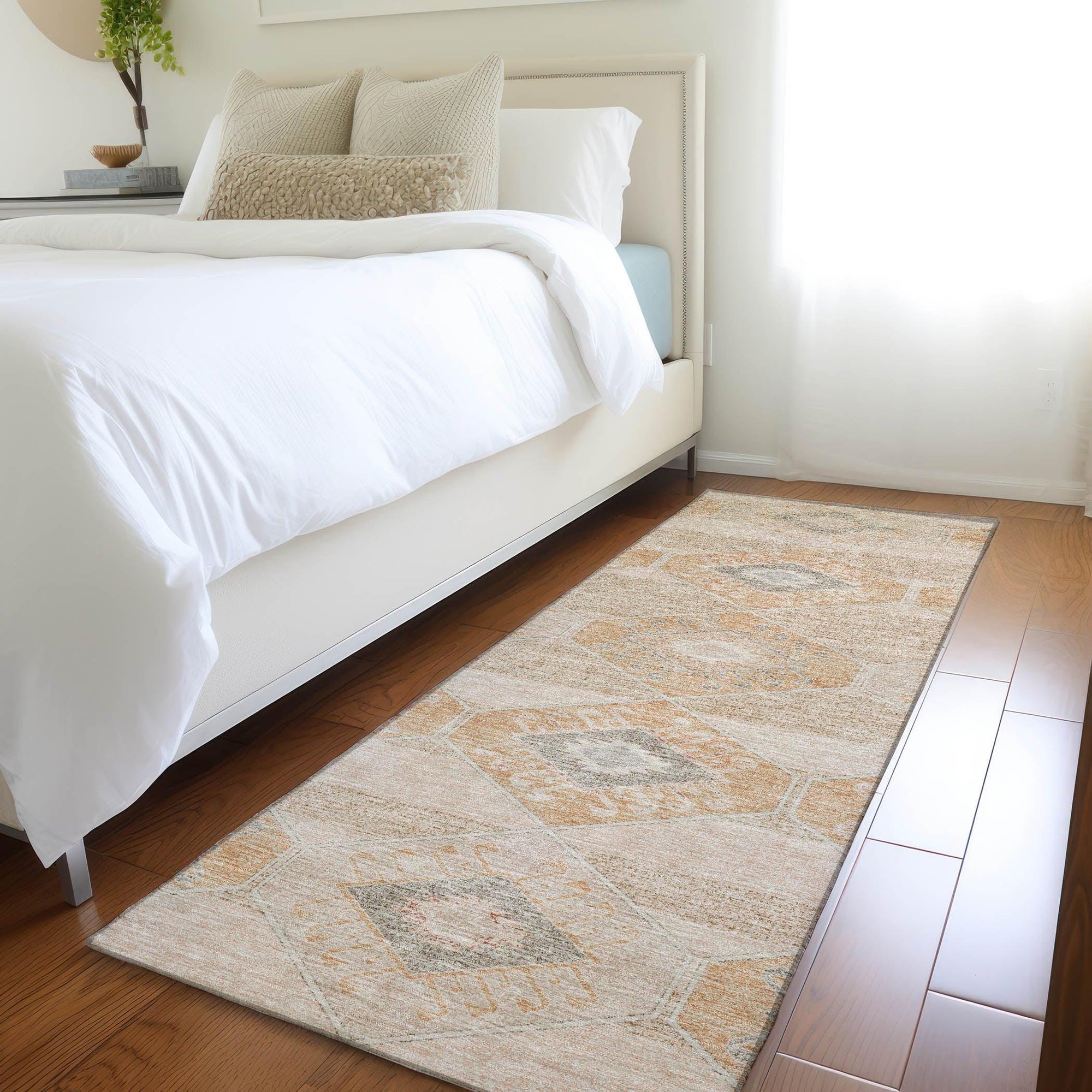 Uraain Orange Washable Indoor-Outdoor Rug