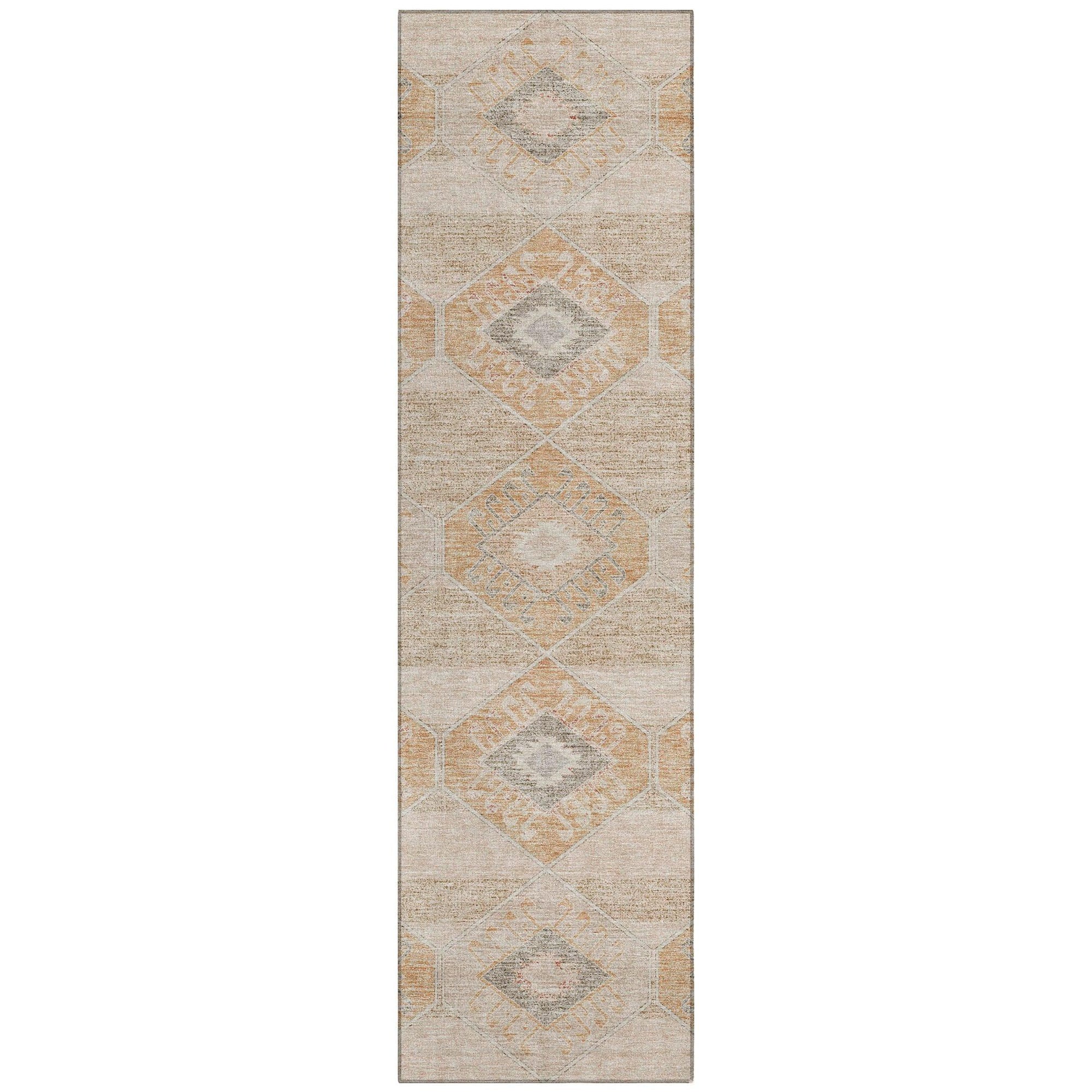 Uraain Orange Washable Indoor-Outdoor Rug