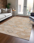 Uraain Orange Washable Indoor-Outdoor Rug