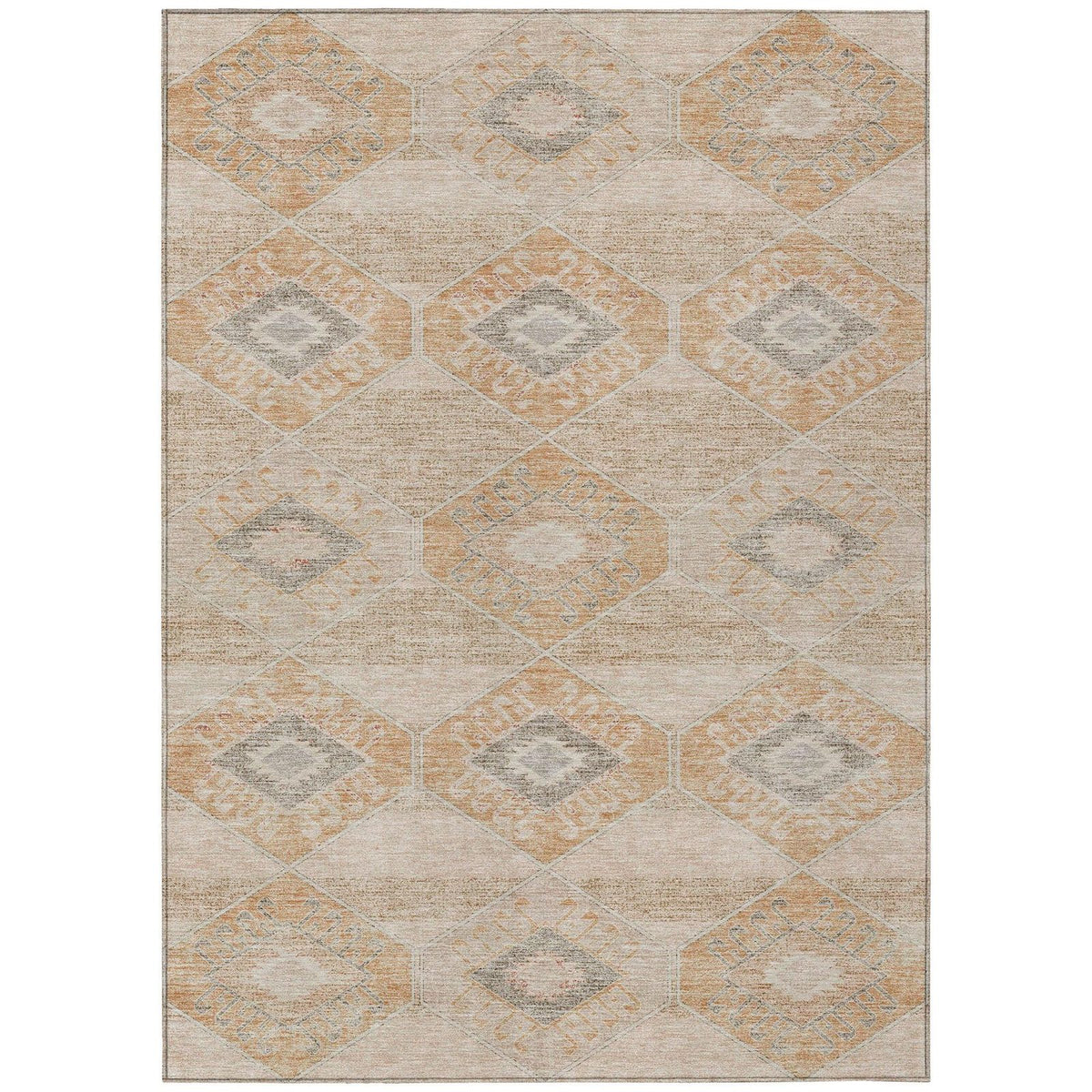 Uraain Orange Washable Indoor-Outdoor Rug - Ships in 2-3 Days