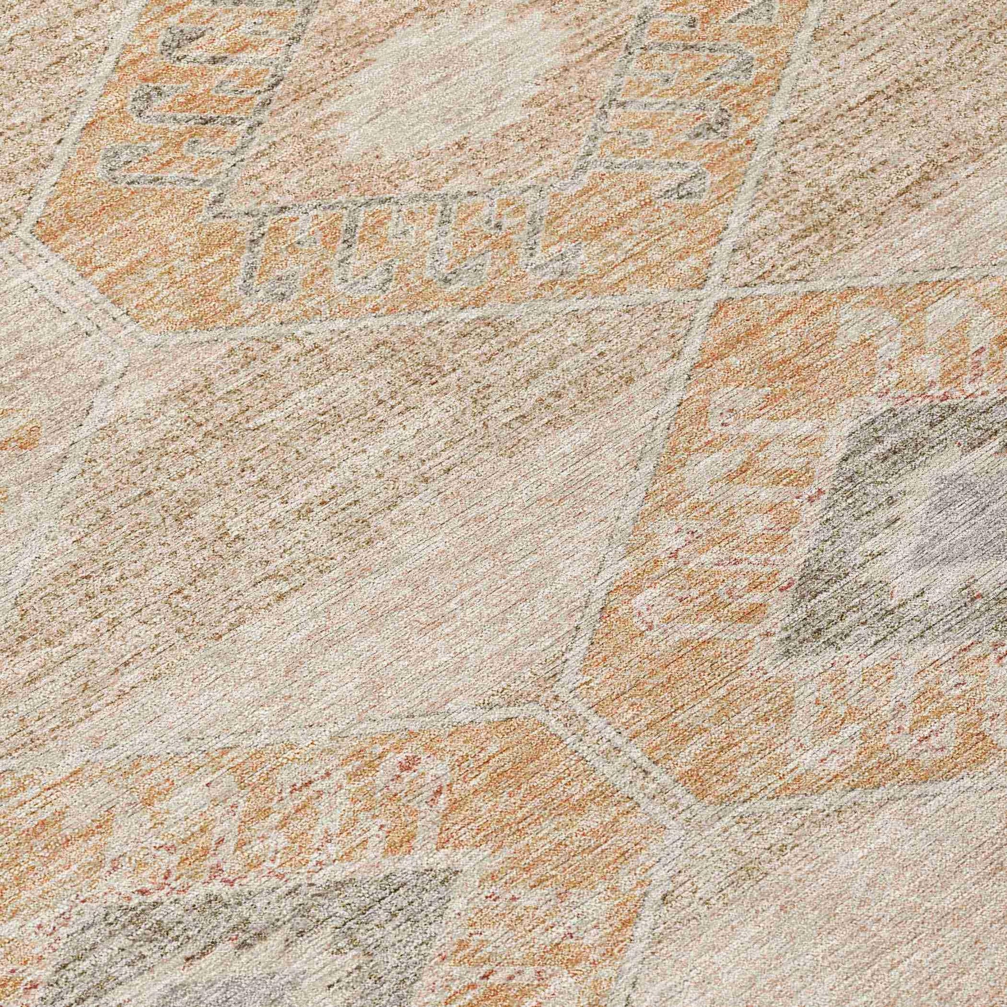 Uraain Orange Washable Indoor-Outdoor Rug