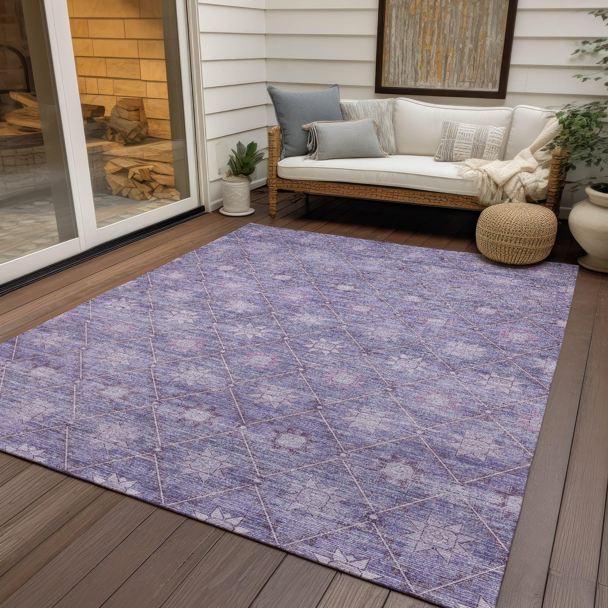 Addison Rugs Uraas Purple Washable Indoor-Outdoor Rug