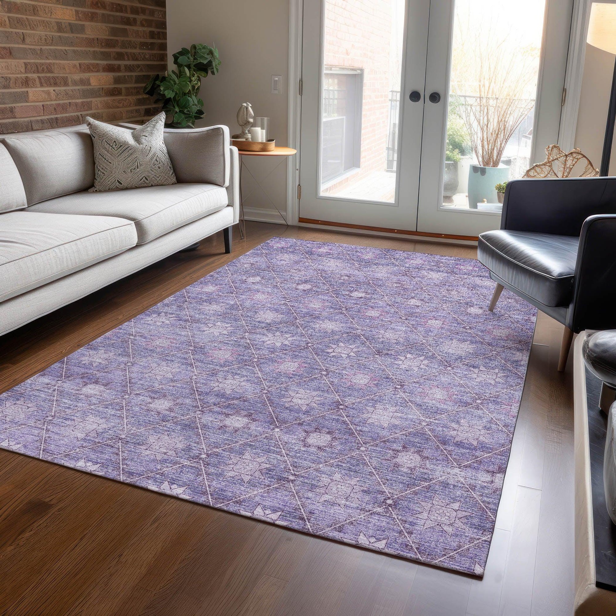 Addison Rugs Uraas Purple Washable Indoor-Outdoor Rug