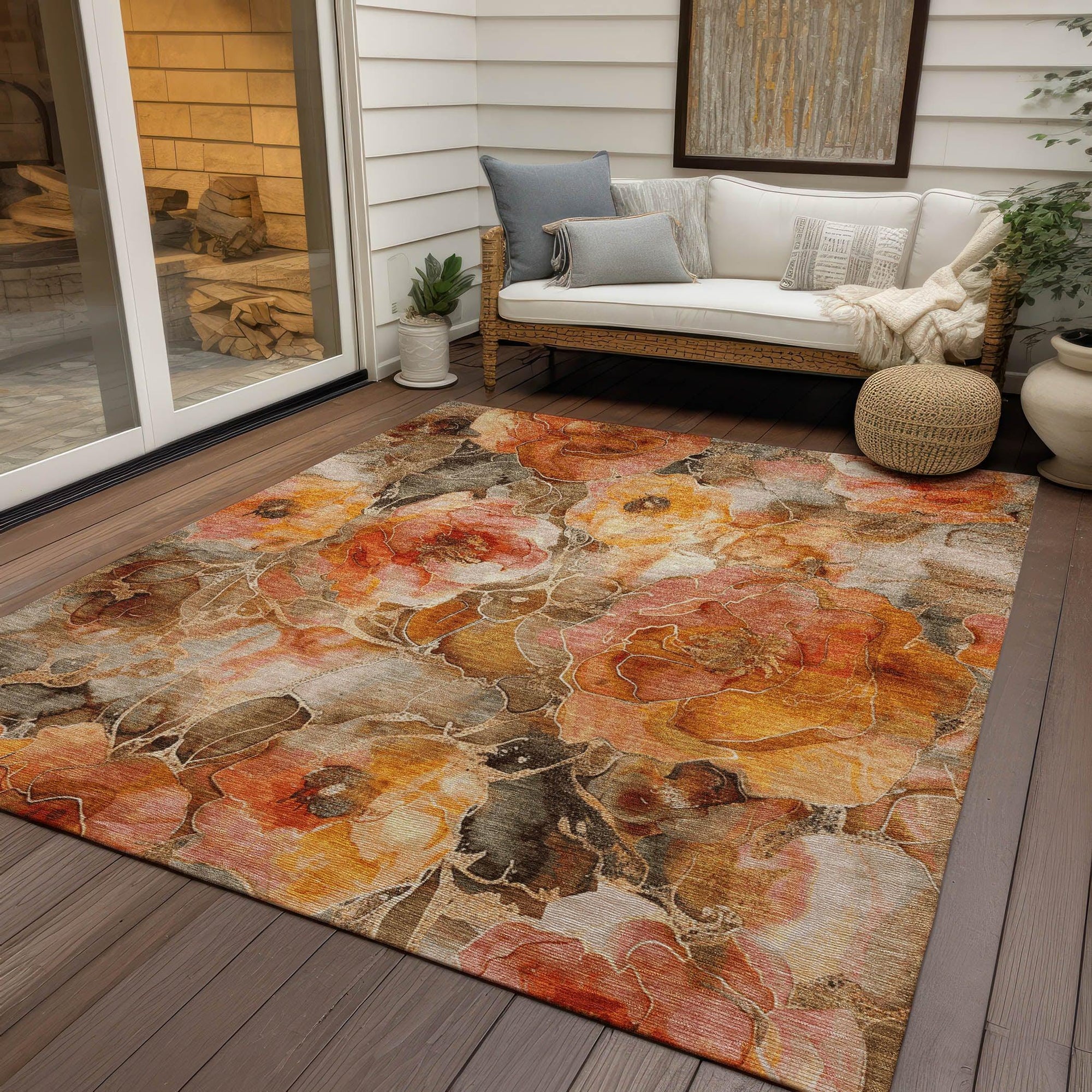 Addison Rugs Uraien Orange Washable Indoor-Outdoor Rug