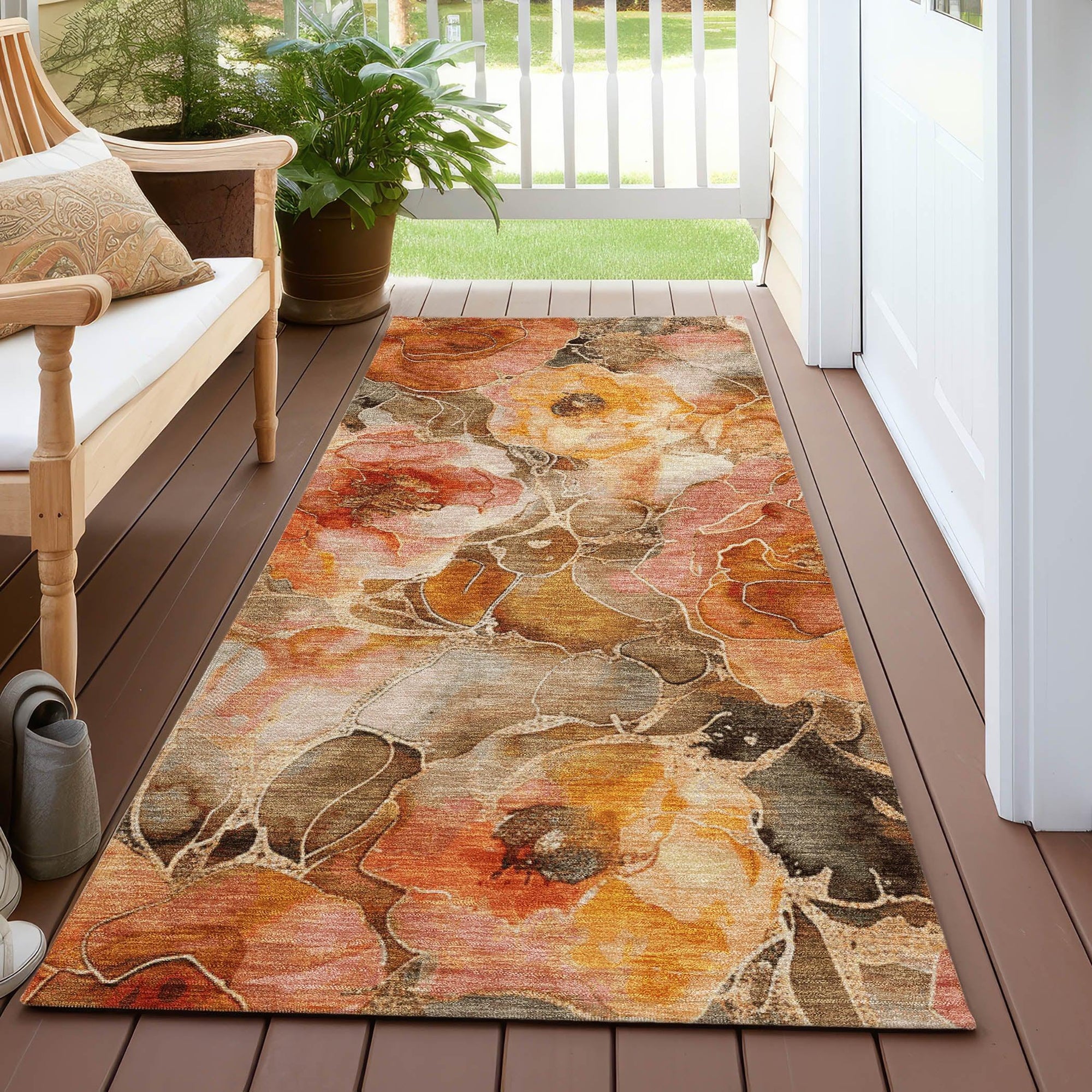 Addison Rugs Uraien Orange Washable Indoor-Outdoor Rug