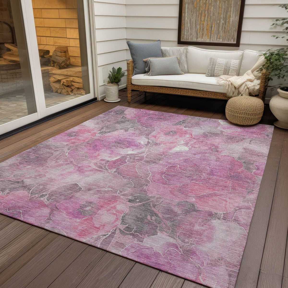 Uraien Pink Washable Indoor-Outdoor Rug - Area Rug, Ships in 2-3 Days - view 3