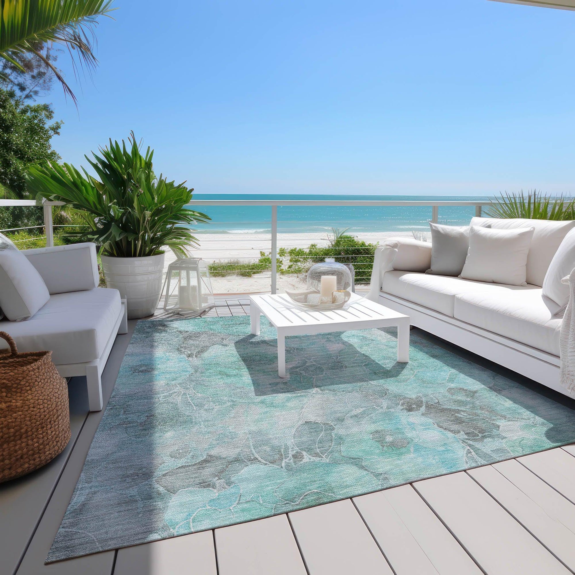 Addison Rugs Uraien Teal Washable Indoor-Outdoor Rug