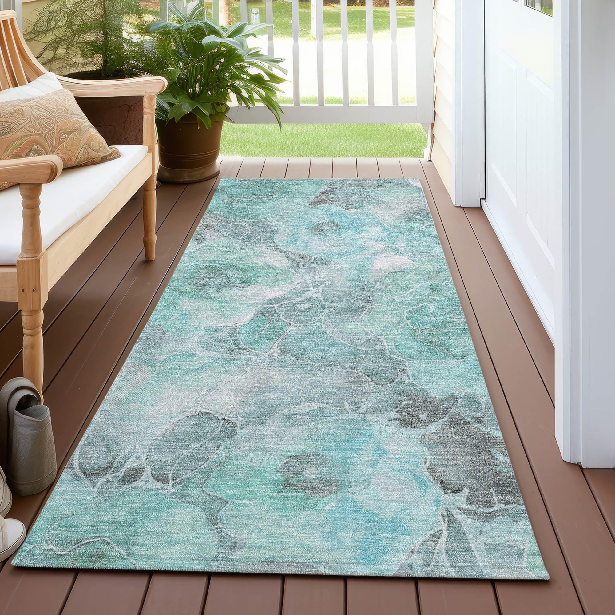 Addison Rugs Uraien Teal Washable Indoor-Outdoor Rug