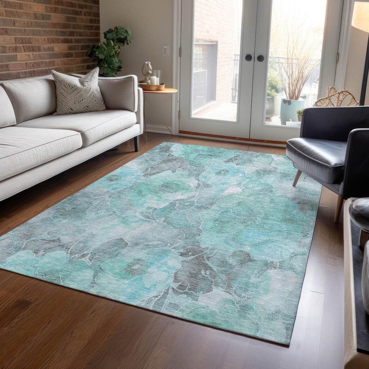 Addison Rugs Uraien Teal Washable Indoor-Outdoor Rug