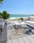 Uraion Blue Washable Indoor-Outdoor Rug