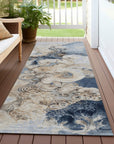 Uraion Blue Washable Indoor-Outdoor Rug
