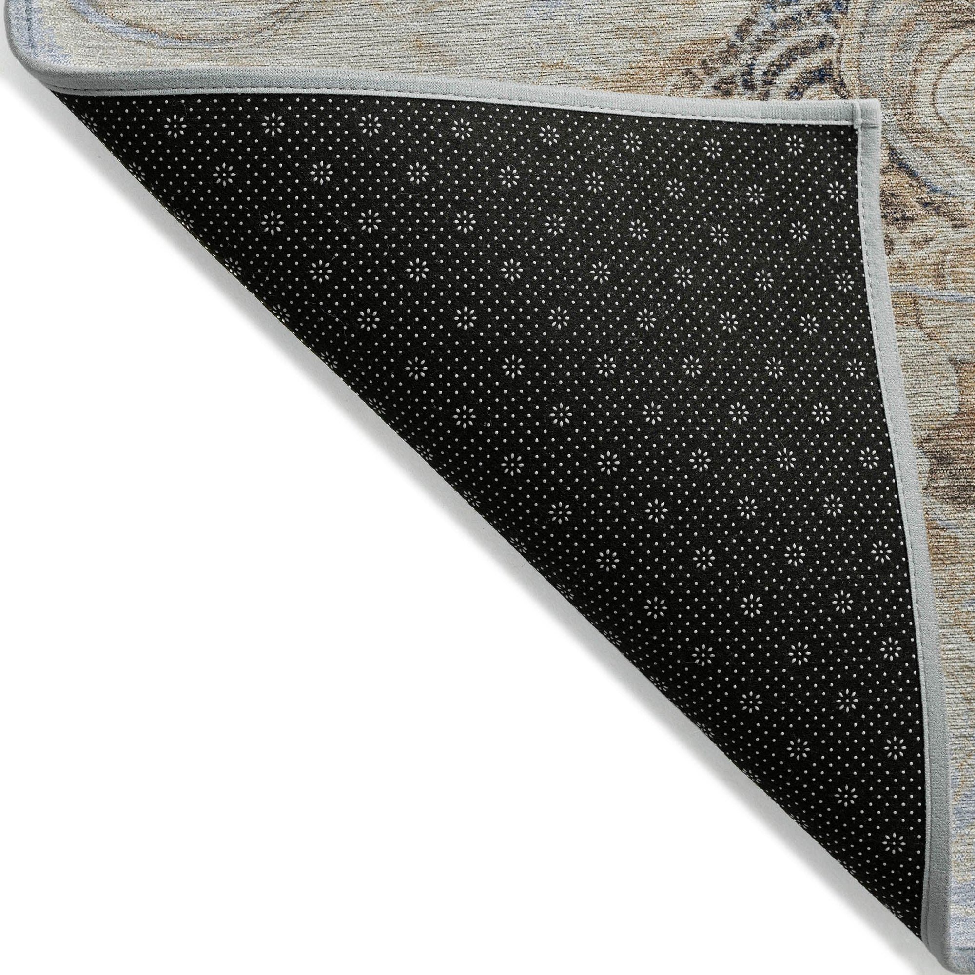 Uraion Blue Washable Indoor-Outdoor Rug