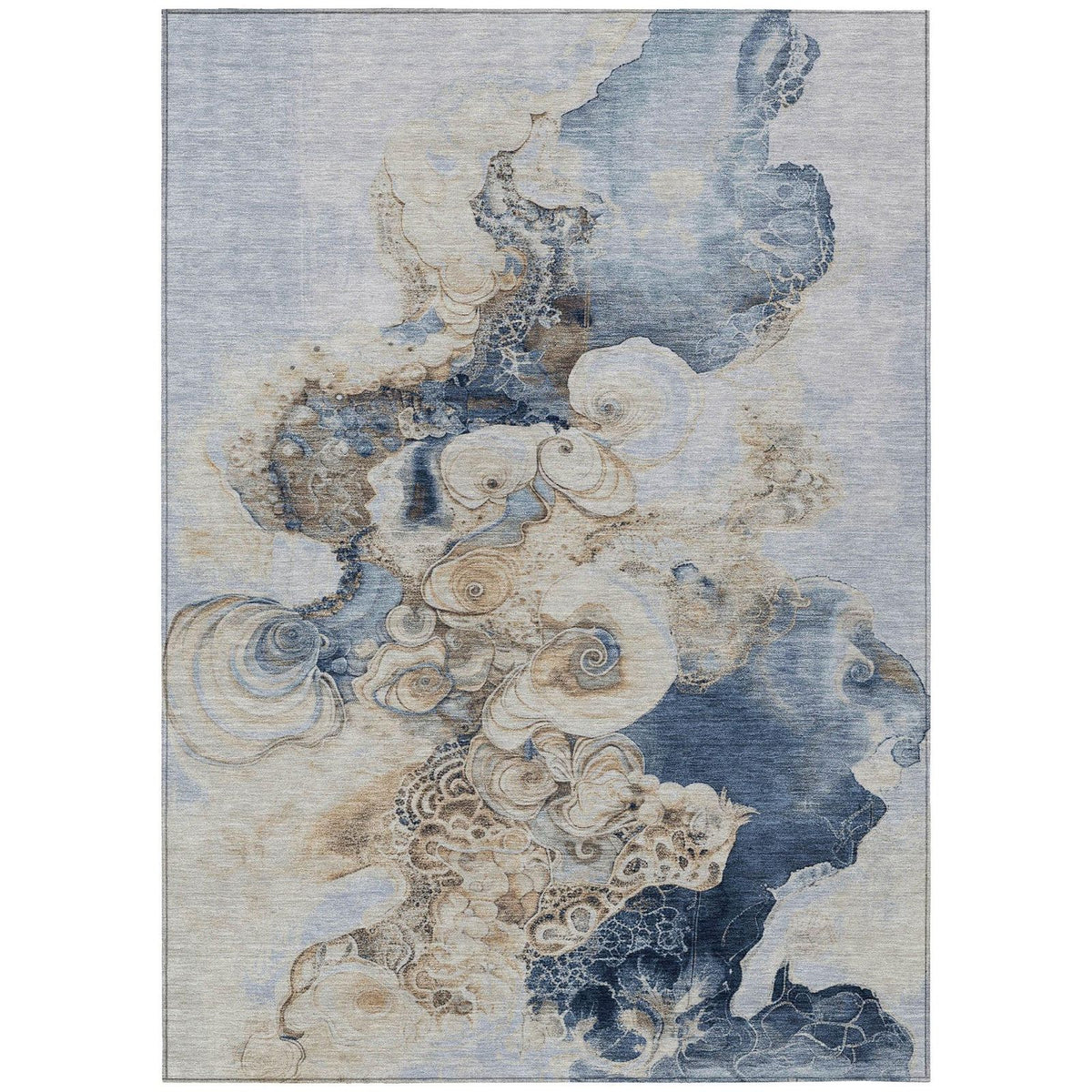 Uraion Blue Washable Indoor-Outdoor Rug - Area Rug, Ships in 2-3 Days