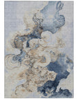 Uraion Blue Washable Indoor-Outdoor Rug