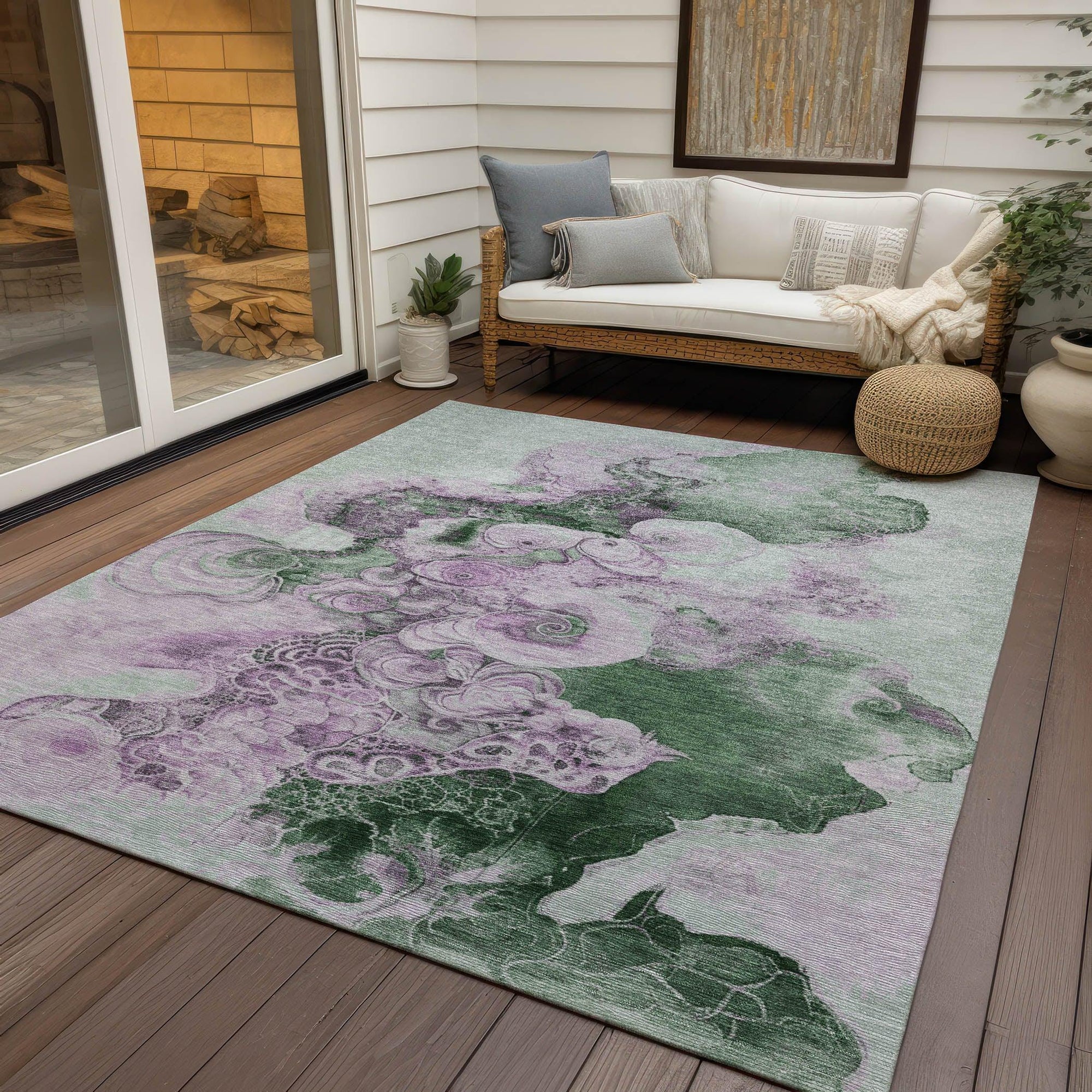 Addison Rugs Uraion Green Washable Indoor-Outdoor Rug