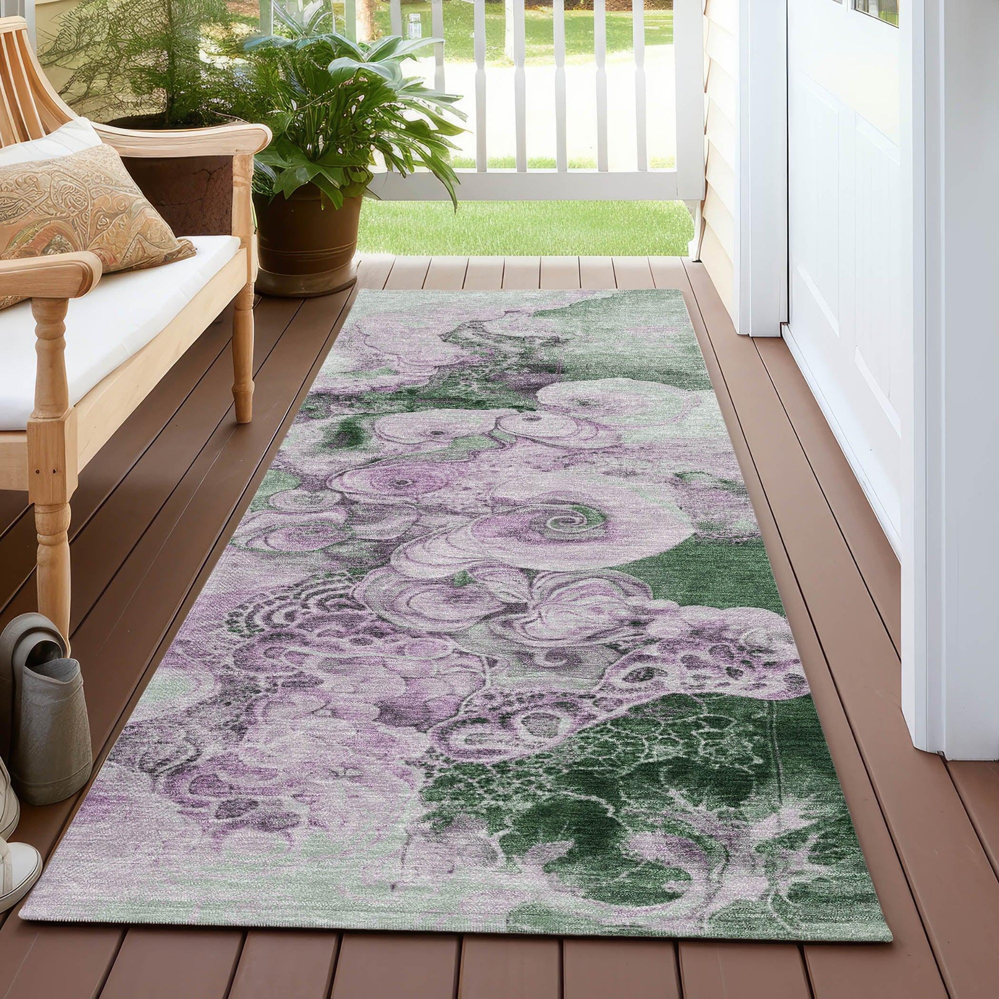 Addison Rugs Uraion Green Washable Indoor-Outdoor Rug