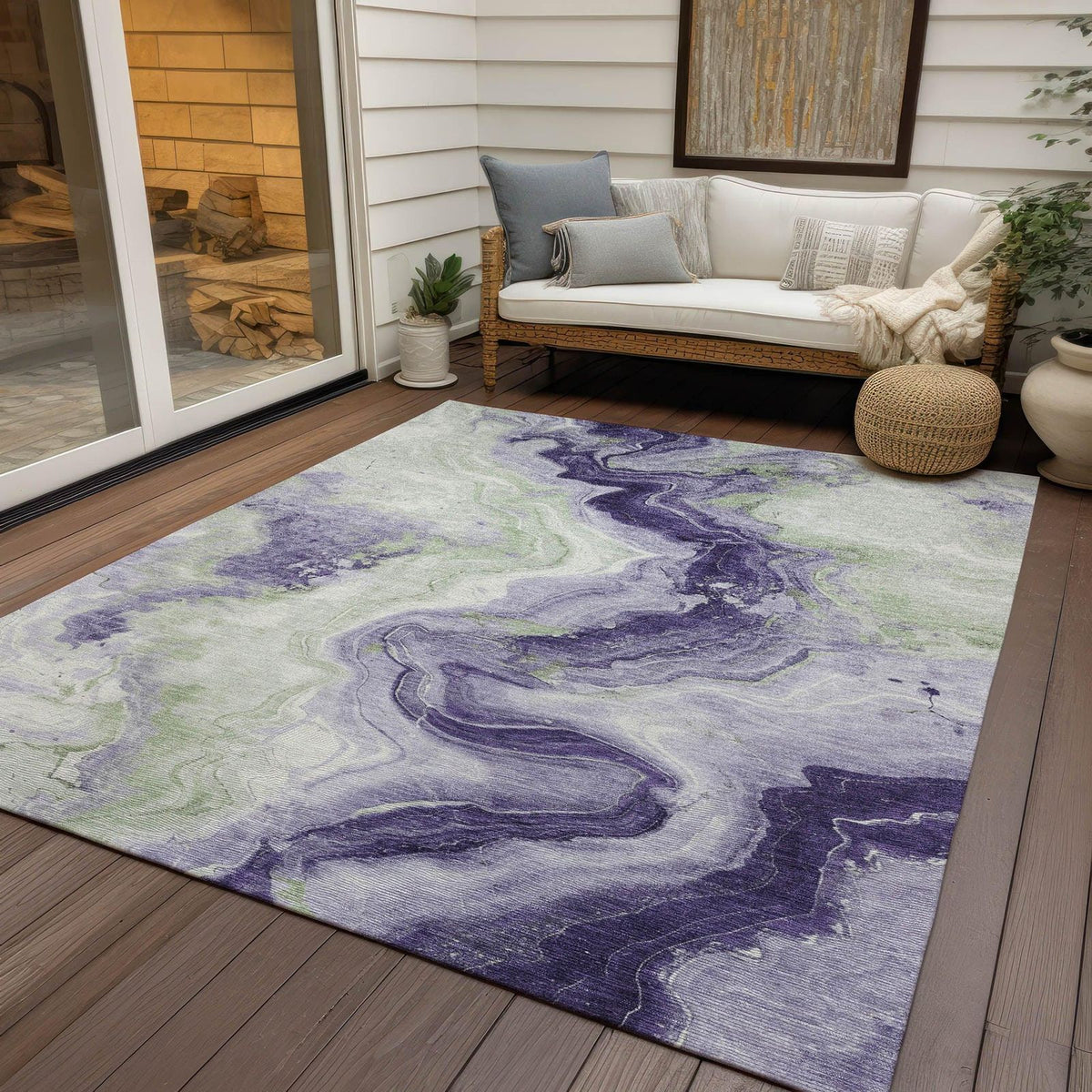 Vaelain Purple Washable Indoor-Outdoor Rug - Ships in 2-3 Days - view 3