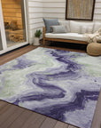 Vaelain Purple Washable Indoor-Outdoor Rug