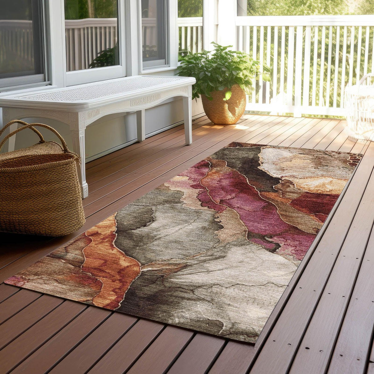 Vaelara Brown Washable Indoor-Outdoor Rug - Ships in 2-3 Days - view 9