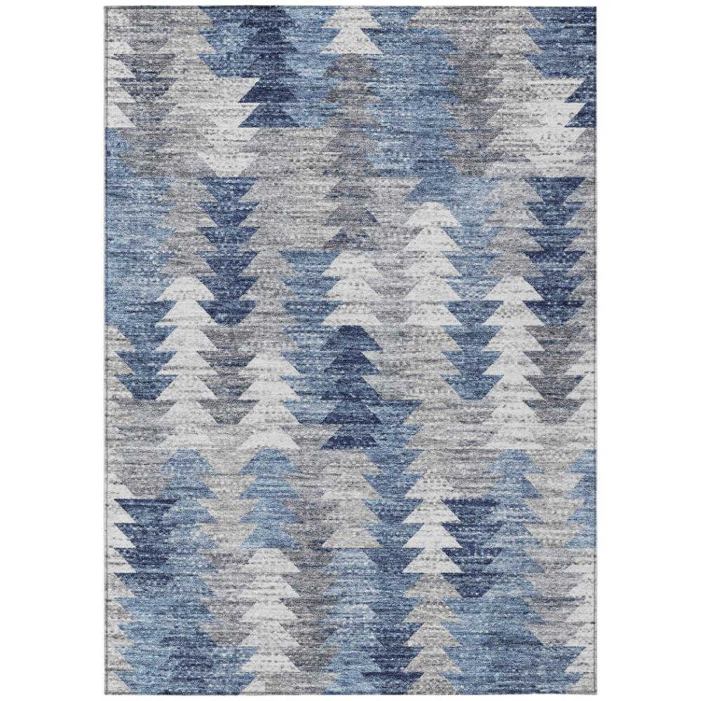 Addison Rugs Angled Checks Blue Washable Indoor-Outdoor Rug