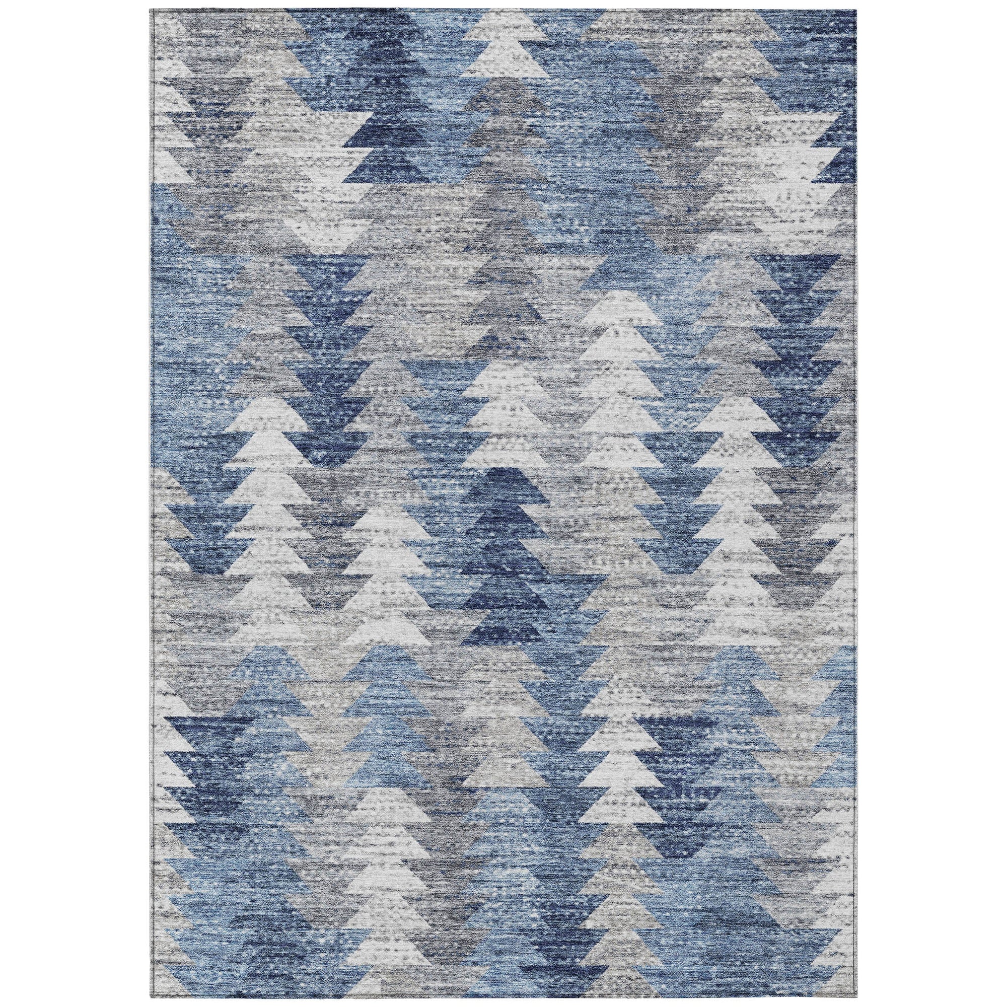 Addison Rugs Angled Checks Blue Washable Indoor-Outdoor Rug