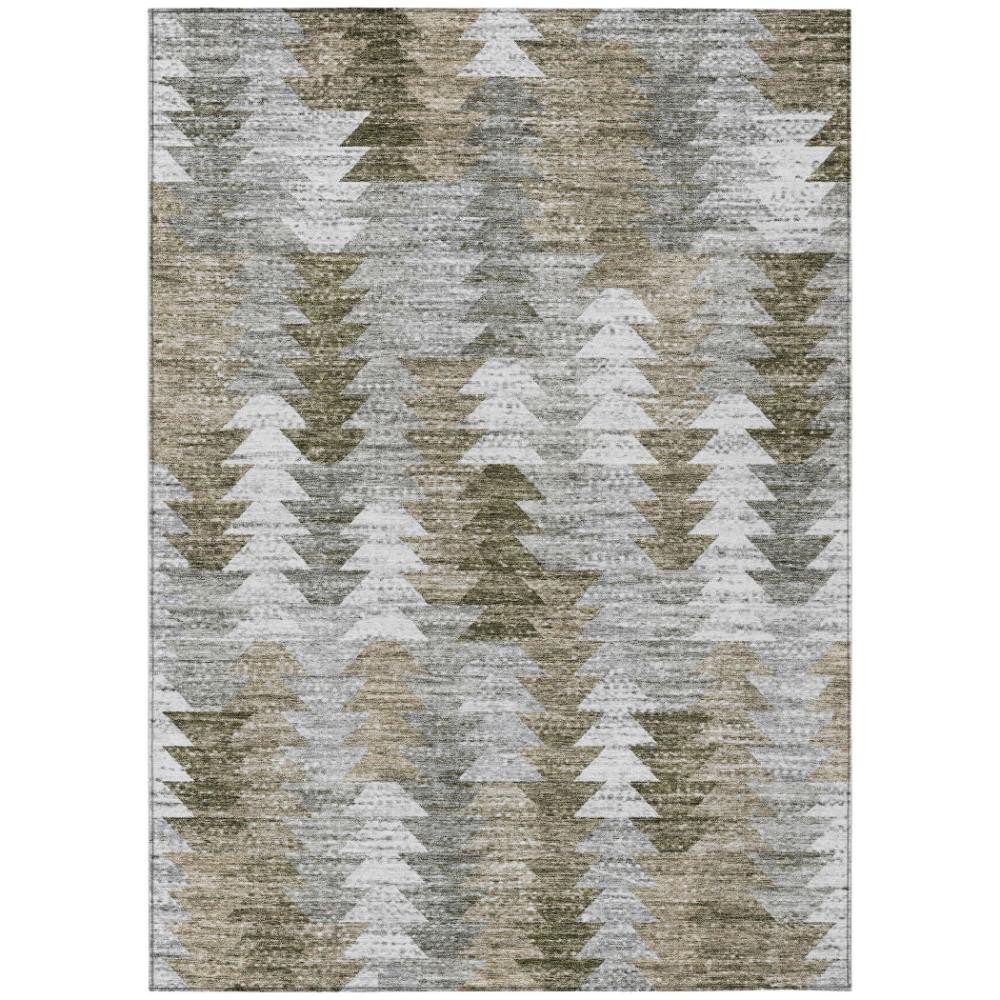 Addison Rugs Angled Checks Brown Washable Indoor-Outdoor Rug
