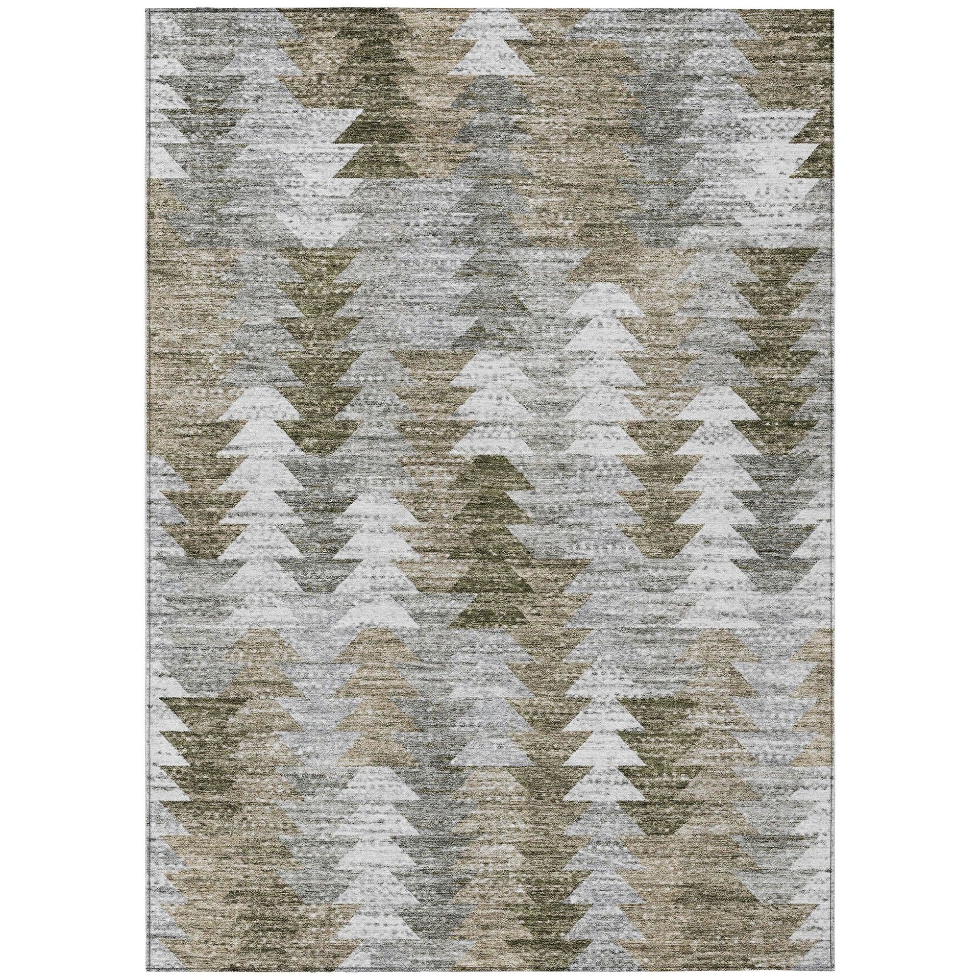 Addison Rugs Angled Checks Brown Washable Indoor-Outdoor Rug