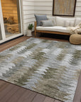 Angled Checks Brown Washable Indoor-Outdoor Rug