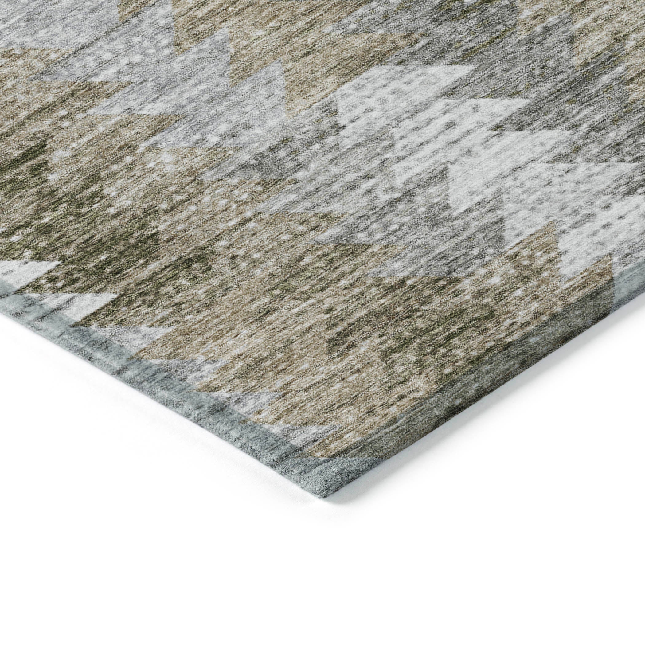 Angled Checks Brown Washable Indoor-Outdoor Rug