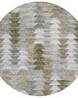 Angled Checks Brown Washable Indoor-Outdoor Rug
