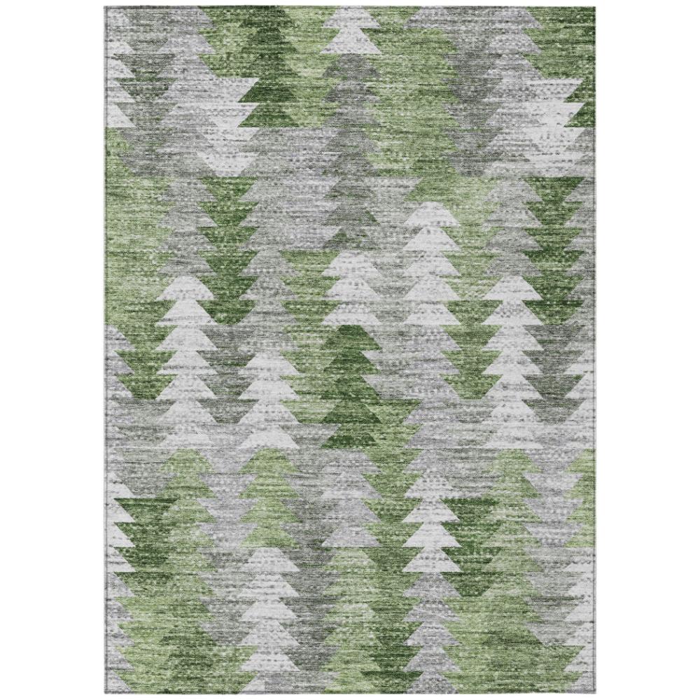 Addison Rugs Angled Checks Green Washable Indoor-Outdoor Rug