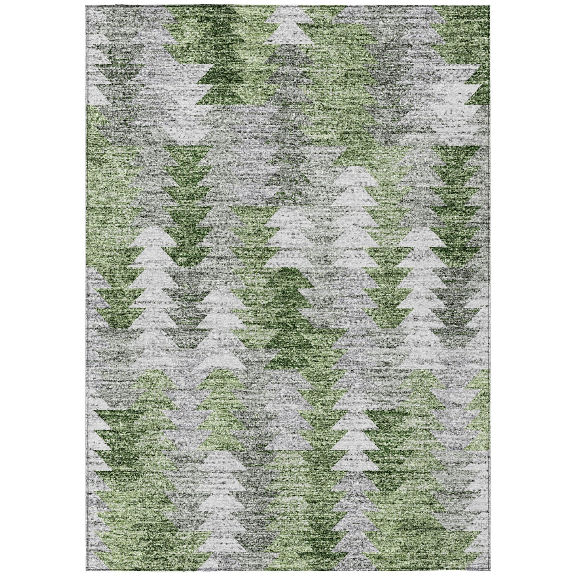Addison Rugs Angled Checks Green Washable Indoor-Outdoor Rug