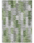 Angled Checks Green Washable Indoor-Outdoor Rug