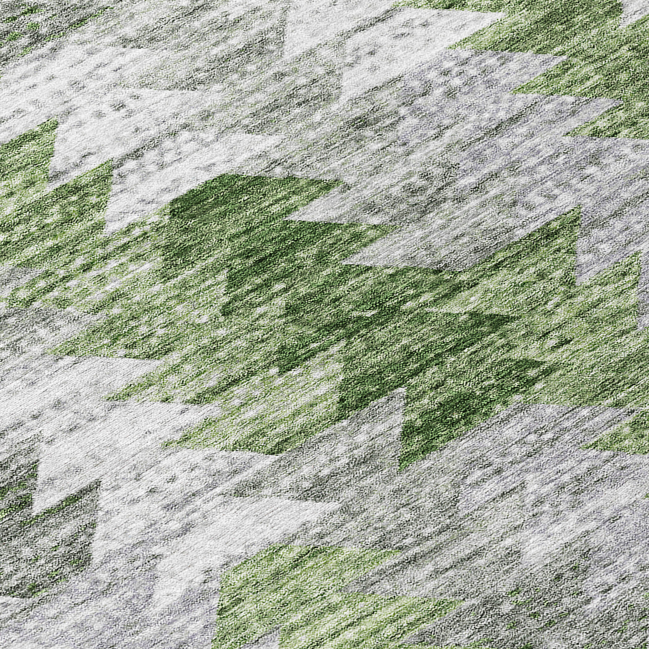 Angled Checks Green Washable Indoor-Outdoor Rug
