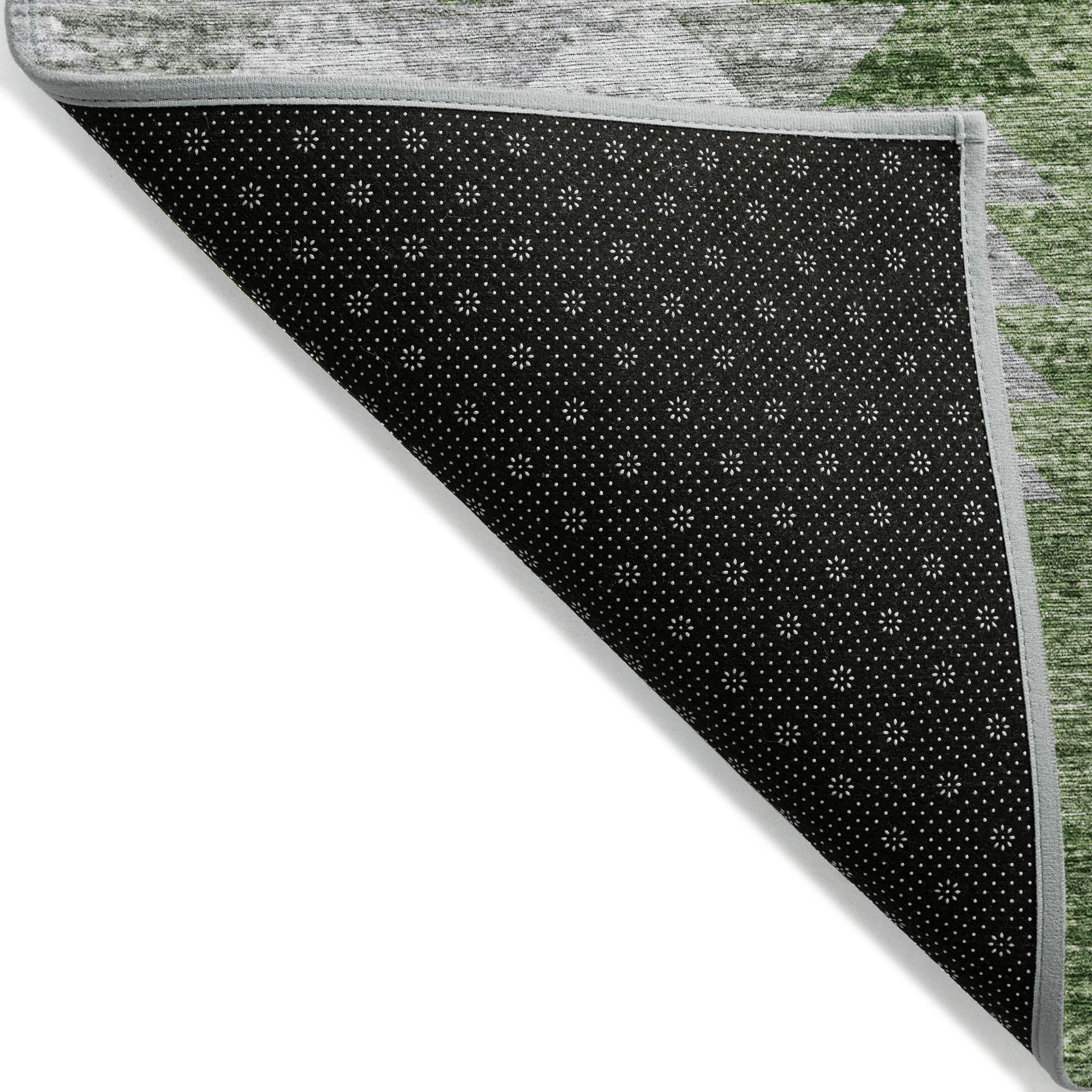 Angled Checks Green Washable Indoor-Outdoor Rug