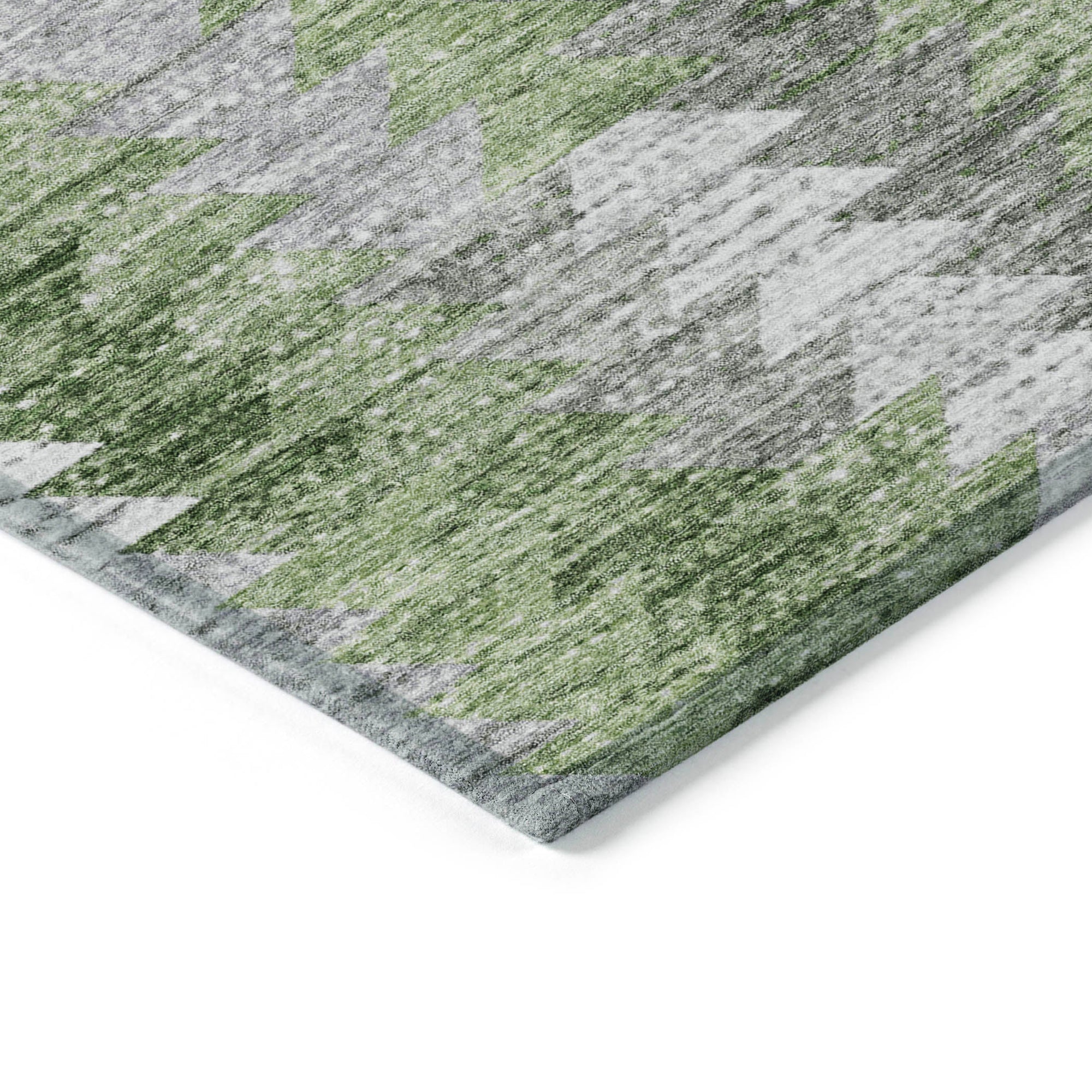 Addison Rugs Angled Checks Green Washable Indoor-Outdoor Rug